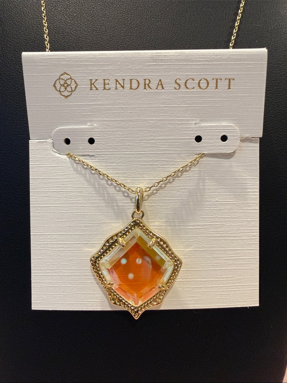 Kendra Scott | Gold Plated Iridescent, Orange & Blue Pendant Necklace
